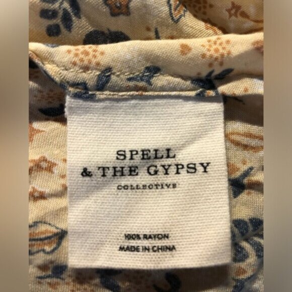 SPELL Celestial star print ruffle cami in Cream - Picture 8 of 9